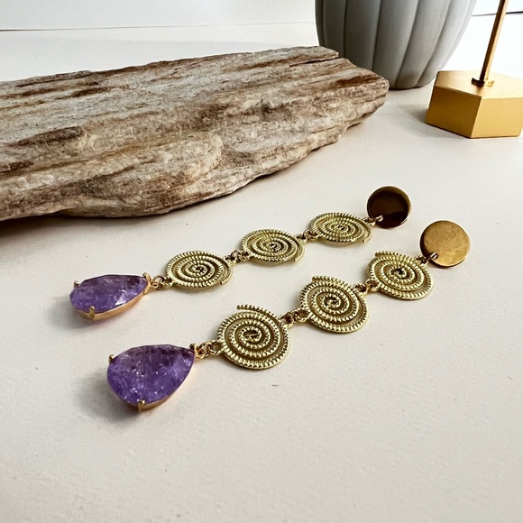 Elegant Art Deco-Inspired Dangle Statement Earrings- Gown Stylish Earrings - Picture 11 of 12